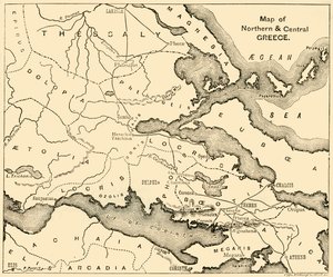 北ギリシャと中央ギリシャの地図、1890年。 作： Unbekannt