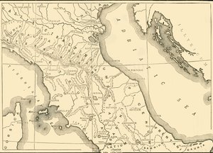 北イタリアと中央イタリアの地図、1890年。