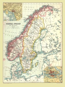 ノルウェーとスウェーデンの地図、1902年。 作： Unbekannt