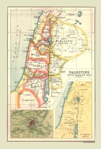 パレスチナの地図、部族への分裂を示す、1902年。