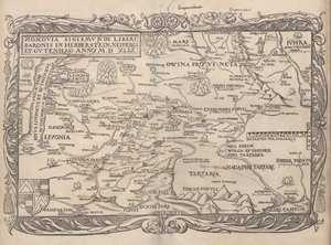 ロシアの地図：解説.. Moscoviticarum、1556 作： Unbekannt