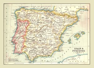 スペインとポルトガルの地図、1902年。 作： Unbekannt