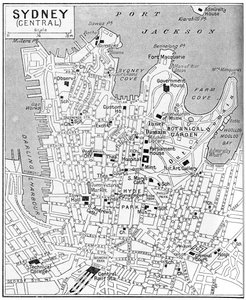 中央シドニー、ニューサウスウェールズ州、オーストラリア、c1924の地図 作： Unbekannt