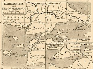 ダーダネルスとマルマラ海の地図、1914年、1920年。 作： Unbekannt