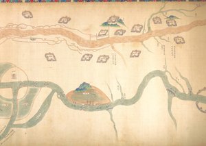 18世紀後半から19世紀初頭にかけての北京から陽子川までの大運河の地図。 作： Unbekannt