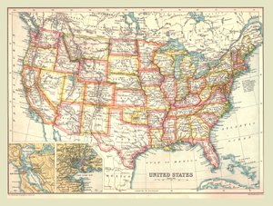 アメリカ合衆国の地図、1902年。