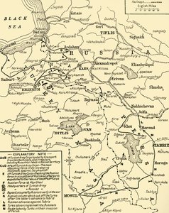 ロシアとトルコの国境の地図、第一次世界大戦、c1920。