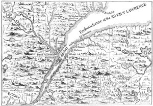 セントローレンス川のケベックまでのコースの地図、1730 c1880 作： Unbekannt