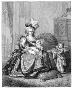マリーアントワネットと彼女の子供たち、c1787、1885年。 作： Unbekannt
