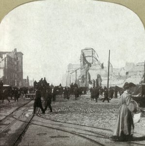 フェリー乗り場からのマーケットストリート-距離にあるクロニクルとコールの建物、1906年。 作： Unbekannt