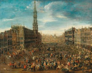 ブリュッセルのグランプラスの市場シーン、c。 1670。