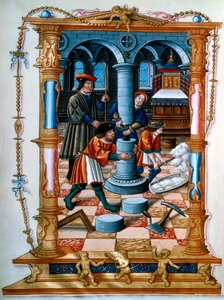 石工、教会、c1525で柱を構築 作： Unbekannt