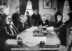 マッキンリーは、1898年4月12日、c1910の最終通告に署名します 作： Unbekannt