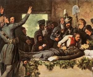 1936年1813年8月26日、ケルナースの遺体を持つルツォウ自由軍の男性。 作： Unbekannt