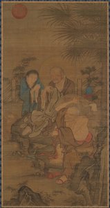 早朝の太陽の下で衣服を修理する、明王朝、15〜16世紀. 作： Unbekannt