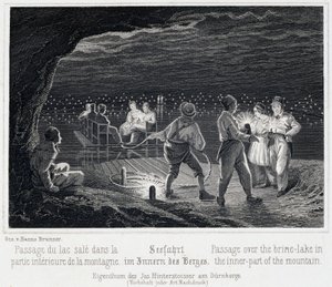 塩坑：汚れた湖を渡り、山の中へ（1850年頃、オーストリア・デュルンベルクにて 作： Unbekannt