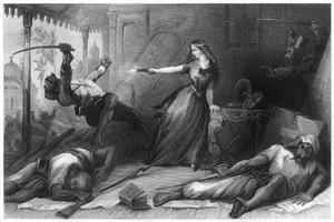 ウィーラー嬢、コーポアのセポイから身を守る、1857年、c1860年 作： Unbekannt