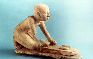 古代エジプト人パン生地を練り、パンを形成するモデル 作： Unbekannt