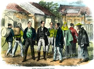 日本の将校の現代衣装、1866 作： Unbekannt