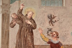 ソージの修道院18世紀に描かれたアッシジの聖フランシスコの生涯を描いたフレスコ画（フランス、ソージ 作： Unbekannt