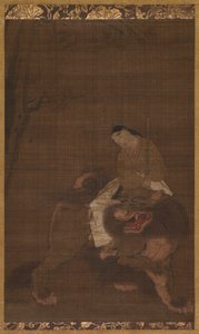 獅子に乗った子供のもんじゅ、1392-1573。 作： Unbekannt
