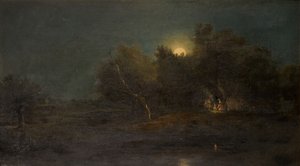 月明かりの情景、1800～1850年。 作： Unbekannt