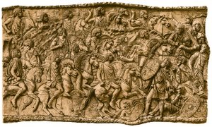 ルシアスキエトゥスの下でムーア人の騎兵隊が1902年にダキア人と戦いました。 作： Unbekannt