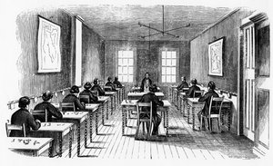 1859年米国オハイオ州シンシナティのモールス電信手術室 作： Unbekannt