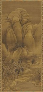 17世紀の雪、明または清王朝の後の山の集落。 作： Unbekannt