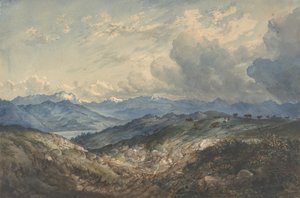 雷雨が近づいている山岳風景、19世紀。 作： Unbekannt
