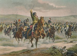 1806年10月14日、イェーナで騎兵隊を率いるムラート、1896年 作： Unbekannt