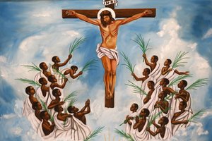 カンパラのナムゴンゴ・カソリック殉教者神社。教会のフレスコ画、20160217、カンパラ、ウガンダ 作： Unbekannt