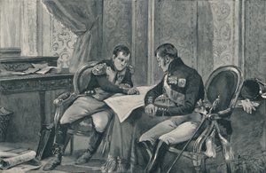 ヨーロッパの地図を学ぶティルシットのナポレオンとアレクサンダー、1807年、1896年 作： Unbekannt