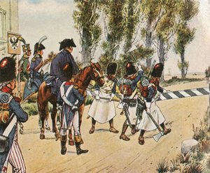 1805年、1936年10月、オーストリアとの戦争中のナポレオン軍。 作： Unbekannt