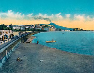 ナポリ-Castello Dell &39;OvoおよびVia Caracciolo Con Vesuvio、c1900。 作： Unbekannt