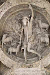 フランス国立博物館のモニュメント。Gros Horlogeのドアの箱舟。良い羊飼い。キャスト、パリ、フランス 作： Unbekannt