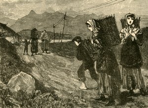 泥炭地に向かう先住民、1898年。 作： Unbekannt
