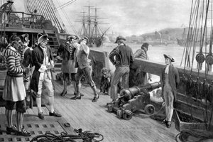 ネルソンズ海軍の最初の足場、チャタム、1771年 作： Unbekannt