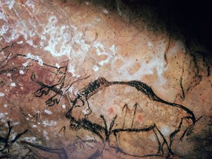 負傷したバイソンの新石器時代の洞窟壁画 作： Unbekannt