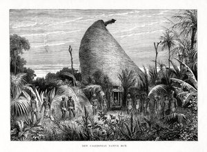 ニューカレドニア原住民小屋、南西太平洋、1877