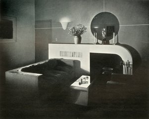 レイモンドルーイが設計したニューヨークのペントハウス住宅。暖炉、1937年。 作： Unbekannt