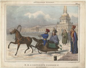 そりに乗ったロシアのニコラス1世、1850年 作： Unbekannt