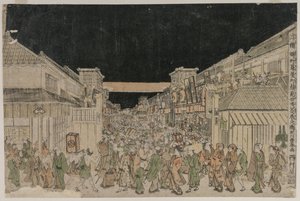 夜景、劇場の通り、1700年代後半から18002年初頭。 作： Unbekannt