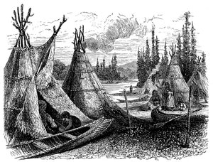1874年の夏のノースアメリカンクリーインディアンの定住 作： Unbekannt