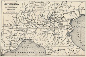 イタリア北部-1796年と1797年、1896年のキャンペーンを示す 作： Unbekannt