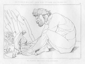 ポリフェモス、サイクロプスと飲むオデュッセウス、c1833 作： Unbekannt