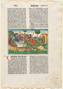 1483年にニュルンベルクでアントンコバーガーが発行したドイツ語聖書のパスカルラムの捧げ物。 作： Unbekannt