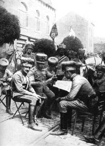 フッサールの将校、ブリュッセルのショッセドゥルーヴァン、1914年第一次世界大戦 作： Unbekannt