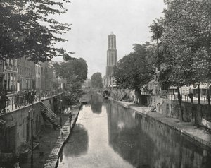 古い運河とDomタワー、ユトレヒト、オランダ、1895年。 作： Unbekannt