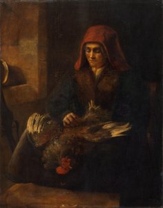 家禽を摘採する老婆、16501655。 作： Unbekannt